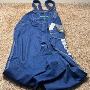 Key Imperial Mens Blue Denim Bib Overalls 48x28 NWT Zip Fly Diamond Back Cotton